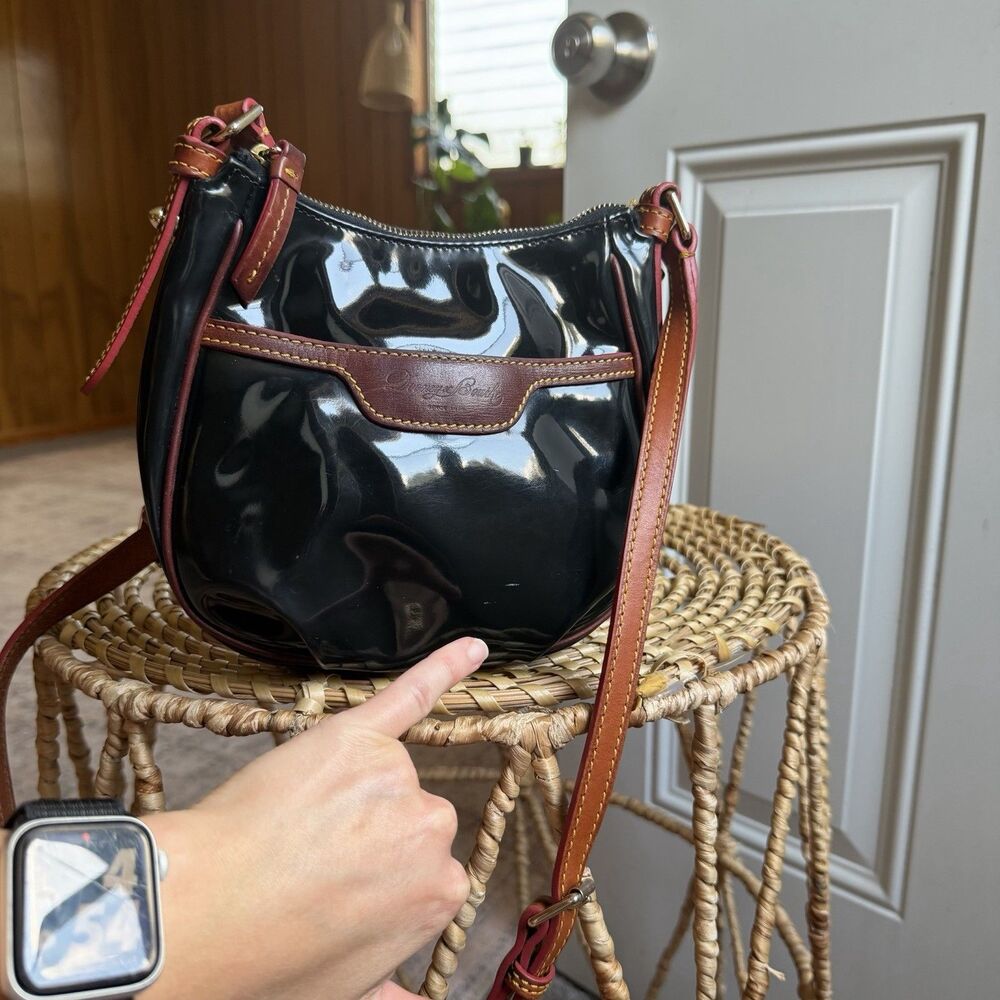 Dooney & Bourke Mini Margot Crossbody Bag Black Nylon Brown Leather Classic - Picture 14 of 16